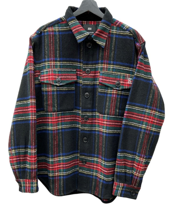 ウィンダンシー WIND AND SEA CPO SHIRT JACKET シャツ ステンカラー フロントボタン ロゴ 刺繍 WDS-O-GEN-23-Q2-JK-06 ジャケット チェック マルチカラー Lサイズ 104MT-1882