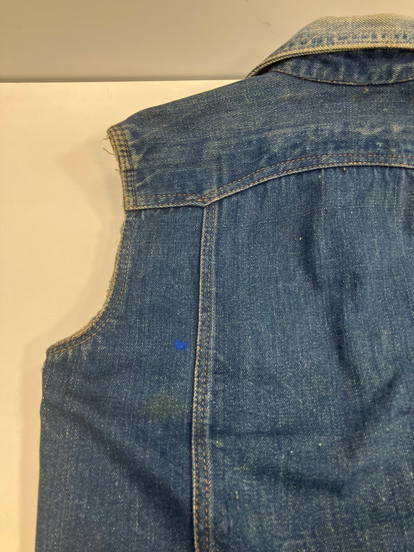 ヴィンテージ vintage 40's~50's 40~50年代 UNKNOWN 黒ラッカーボタン 耳付き オレンジステッチ 袖カットオフ デニム ベスト ブルー 101MT-4799