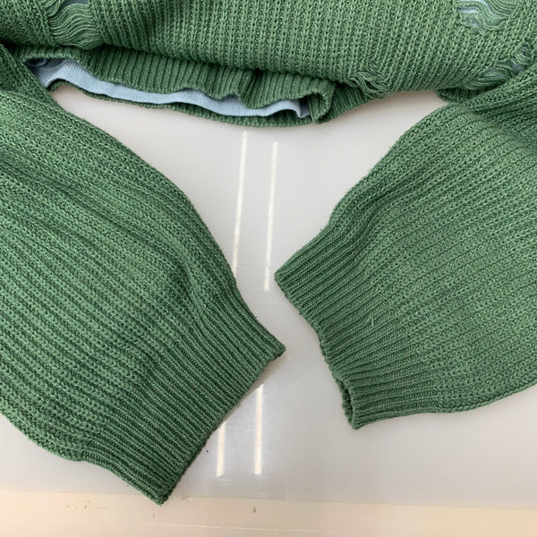 ダイリク DAIRIKU 20AW Layered Damage Knit セーター グリーン Fサイズ 201MT-4807