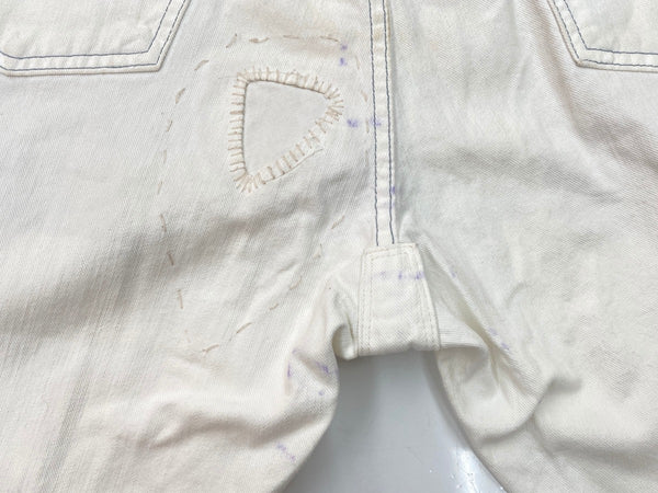 ラルフローレン RalphLauren ペンキデニム ホワイトデニム ドーナツボタン サスペンダーボタン シンチバック  デニム ホワイト サイズ 32/30 104MB-363