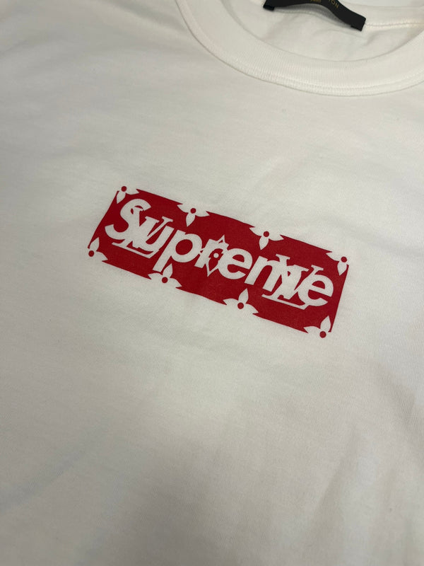 シュプリーム SUPREME 17AW ×LOUISVUITTON ルイヴィトン LV Box Logo Tee モノグラムボックスロゴTシャツ HDY92WJC8 Tシャツ ホワイト Lサイズ 101MT-4864