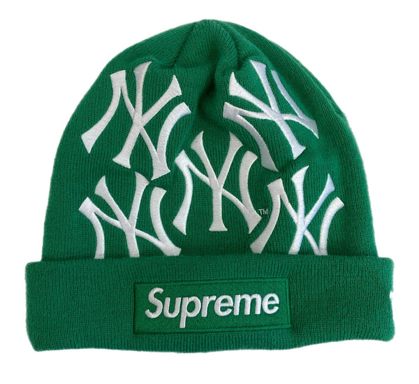 シュプリーム SUPREME ニューエラ NEW ERA ニューヨークヤンキース ニットキャップ ビーニー 緑 ロゴ 帽子 メンズ帽子 ニット帽 グリーン 101hat-117