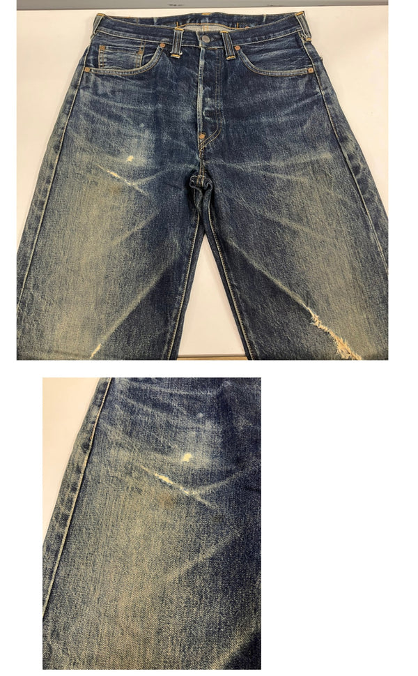 リーバイス Levi's 90's 90年代 201XX ボタン裏555刻印 赤耳 BIGE 1937モデル バレンシア製 アメリカ製 MADE IN USA VINTAGE ヴィンテージ 201-0003 デニム ブルー W33 L36 101MB-749