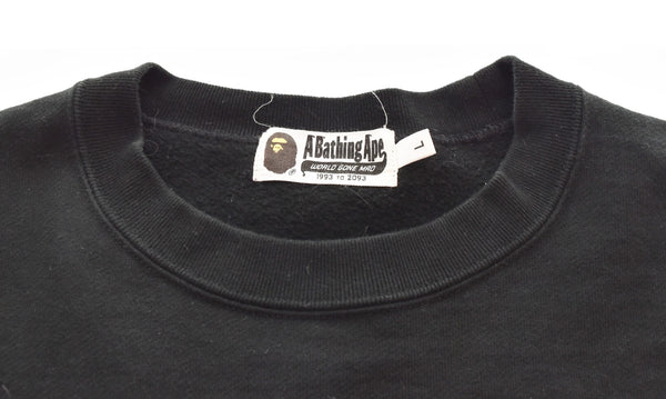 アベイシングエイプ A BATHING APE CRYSTAL STONE RELAXED CREW SWEAT トレーナー クリスタル ストーン ロゴ 001SWH301009X  スウェット ブラック Lサイズ 103MT-3244