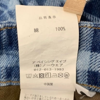 アベイシングエイプ A BATHING APE CHECK 6 POCKET DENIM SHORTS 001DSK301003M ハーフパンツ ブルー Mサイズ 201MB-1156