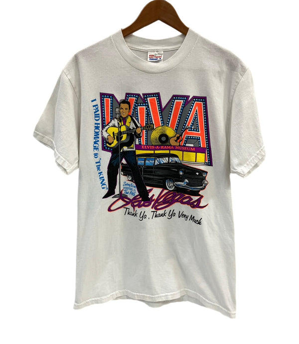 ヴィンテージ vintage 90's 90s  Hanes Elvis Presley エルヴィスプレスリー The King Vivg Las Vegas Tシャツ ホワイト Mサイズ 101MT-3536