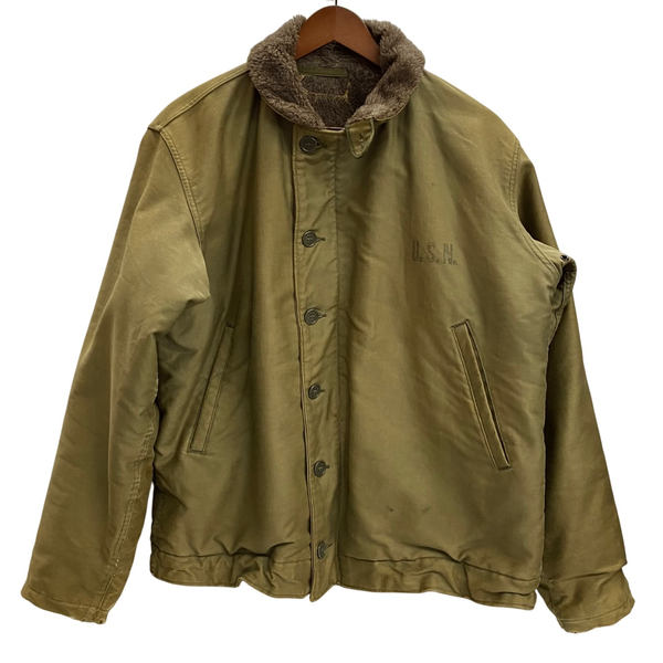 【曜日割引対象外】 ヴィンテージ vintage 40's US.NAVY N-1 DECK JACKET USN ピケ ジャケット カーキ 201MT-4291 VB
