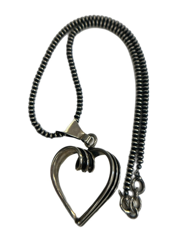 トムホーク TOM HAWK 2 line heart pendant ツーライン ハート ペンダント ナバホパールチェーン ナバホビーズチェーン メンズジュエリー・アクセサリー インディアンジュエリー ネックレス・ペンダント シルバー 101goods-185