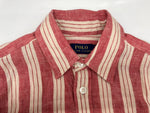 ラルフローレン RalphLauren ポロ POLO 23SS 現行タグ ストライプドベルテッド リネン ミディシャツ ドレス SHIRT LINEN 麻 DRESS ロング丈 RED 赤 BEIGE ベージュ ワンピース ストライプ レッド SIZE4 104LT-188