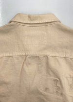 ダブルアールエル RRL DENIM WORK JACKET デニム ワーク ジャケット 錆 リペア加工 Gジャン Ralph Lauren 薄茶 ジャケット 無地 ベージュ Mサイズ 104MT-1378