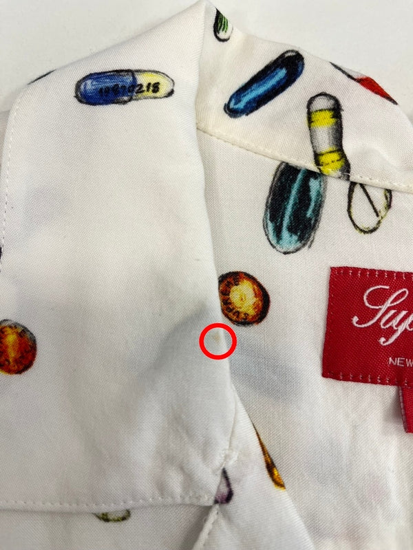 シュプリーム SUPREME Pills Rayon Shirt ピルスレーヨンシャツ 白 半袖シャツ ホワイト Mサイズ 101MT-4478