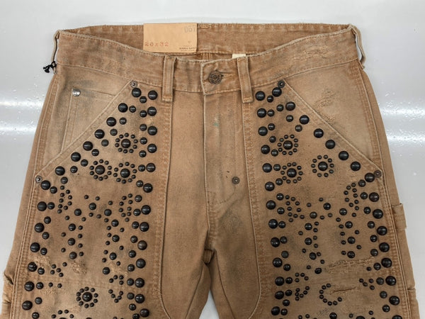 ラルフローレン RalphLauren Denim & Supply STUDS DOUBLE KNEE WORK PANTS スタッズ ダブル ニー ワーク パンツ ジップフライ 加工 ズボン 茶 総柄 ボトムスその他 ブラウン サイズ 28/32 104MB-379
