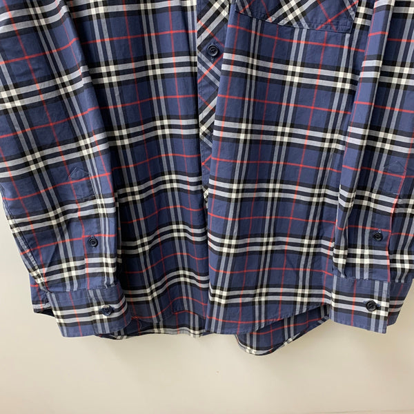 バーバリー Burberry ノバチェック シャツ 現行 長袖シャツ ブルー Lサイズ 201MT-4215