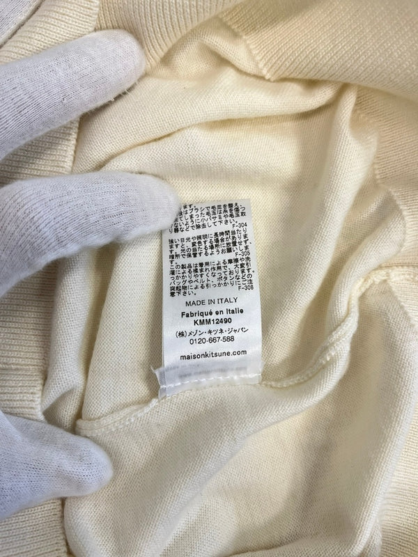 メゾンキツネ MAISON KITSUNE フォックスヘッド メリノウール クルーネック FOX HEAD CREW KNIT IU00527KT1058 XS セーター ホワイト SSサイズ 101MT-5265