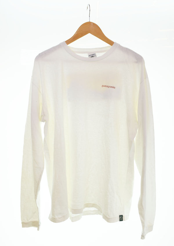 パタゴニア PATAGONIA 00s 00's Beneficial T's ロゴ バックプリント長袖Tシャツ ロンT ホワイト LLサイズ 103MT-2753