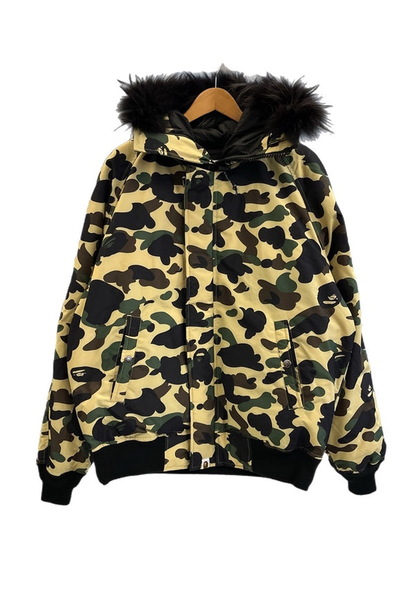 ア ベイシング エイプ A BATHING APE 1st CAMO FUR DOWN 1st カモ ファーダウンジャケット カモフラ柄 ボンバージャケット 001HJE801015X ジャケット マルチカラー Lサイズ 101MT-5258