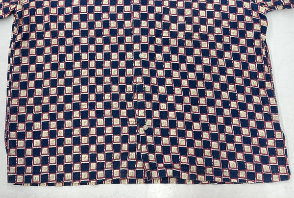 ラルフローレン RalphLauren 90s OPEN COLLAR SHIRT オープン カラー シャツ FORREST アロハ ハワイアン USA製 半袖 開襟 青 半袖シャツ チェック ブルー Mサイズ 104MT-1511