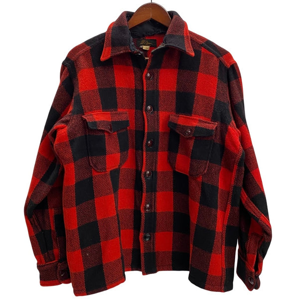 【曜日割引対象外】 エルエルビーン L.L.Bean 50's 筆記体黒タグ チェック柄 ウールジャケット 長袖シャツ レッド 201MT-4232 VB