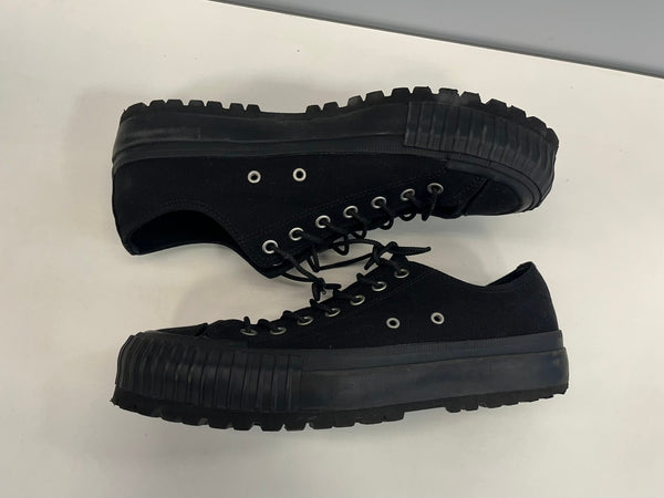 ヨウジヤマモト プールオム Yohjiyamamoto Pour Homme C/CANVAS B LOW TOP SNEAKER 2023SS コットンキャンバス ローカット タンクソール 厚底 メンズ靴 スニーカー ブラック SIZE 3 26.5cm 101sh-2034