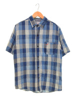 ブルートリック Blue Trick 刺子パッチワークシャツ コットンリネン No.4068 3 半袖シャツ ブルー 103MT-2998