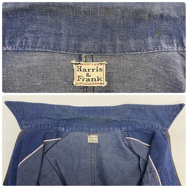 【曜日割引対象外】 ハリスアンドフランク HARRIS&FRANK ~70's デニムワークジャケット ジャケット ネイビー 201MT-4123 VB