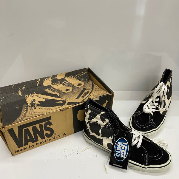 【曜日割引対象外】 ヴァンズ VANS Hi-TOP ホルスタイン柄 牛柄 デッドストック USA製 メンズ靴 スニーカー ブラック 26cmサイズ 201-shoes1440 VB
