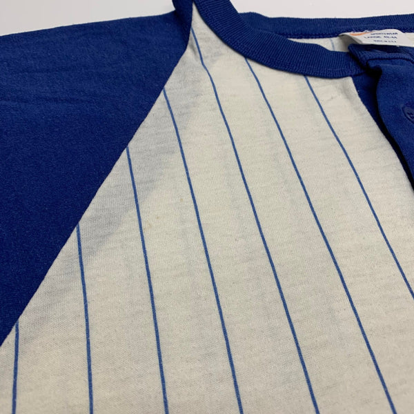 【曜日割引対象外】 ナイキ NIKE 70's baseball shirt ベースボールシャツ USA製 ゴツナイキ ストライプ 長袖カットソー ホワイト Lサイズ 201MT-3332 VB