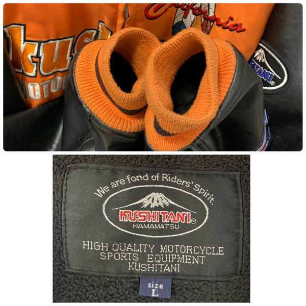 【曜日割引対象外】 クシタニ KUSHITANI ライディングジャケット スタジャン レザー ライダースジャケット ジャケット オレンジ Lサイズ 201MT-4144 VB