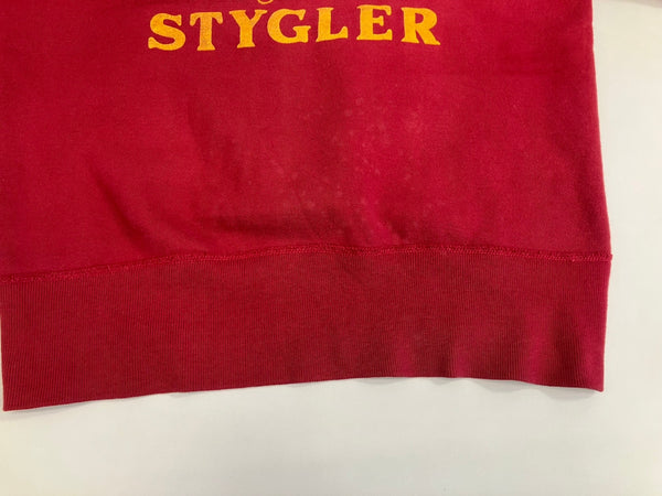ヴィンテージ vintage 50's～60's 50～60年代 HANES WIND SHIELD ラグラン カレッジ カラーフロッキー プリント 3段 スウェット ワインレッド Lサイズ 101MT-4167