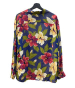 ヴィンテージ vintage 50s 50年代 CAMERON of CALIFORNIA ALOHA SHIRT アロハシャツ 長袖 オープンカラー 開襟 フェード ナス紺 長袖シャツ 総柄 マルチカラー Lサイズ 104MT-1827