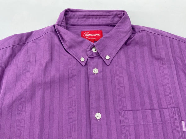 シュプリーム SUPREME 20FW Jacquard Stripe Twill Shirt ジャガード ストライプ ツイル シャツ 紫 長袖シャツ ストライプ パープル Mサイズ 104MT-1707