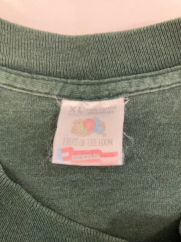 US US古着 90's 90年代 FRUIT OF THE LOOM MADE IN USA アメリカ製 ガーフィールド Garfield キャラクター アニメ グラフィック プリント XL Tシャツ グリーン LLサイズ 101MT-3917