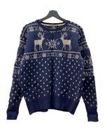 ダブルアールエル RRL 90s NORDIC SWEATER ノルディック セーター ニット トナカイ柄 三ツ星タグ Ralph Lauren 紺 セーター 総柄 ネイビー Lサイズ 104MT-2069