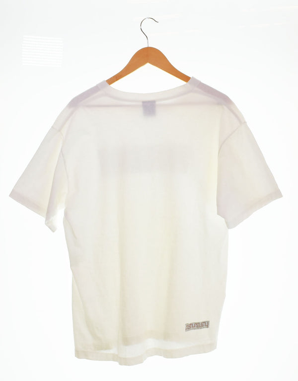 ステューシー STUSSY 90s 90's USA製 紺タグ 迷路プリント グラフィック シングルステッチ Tシャツ ホワイト Lサイズ 103MT-2687