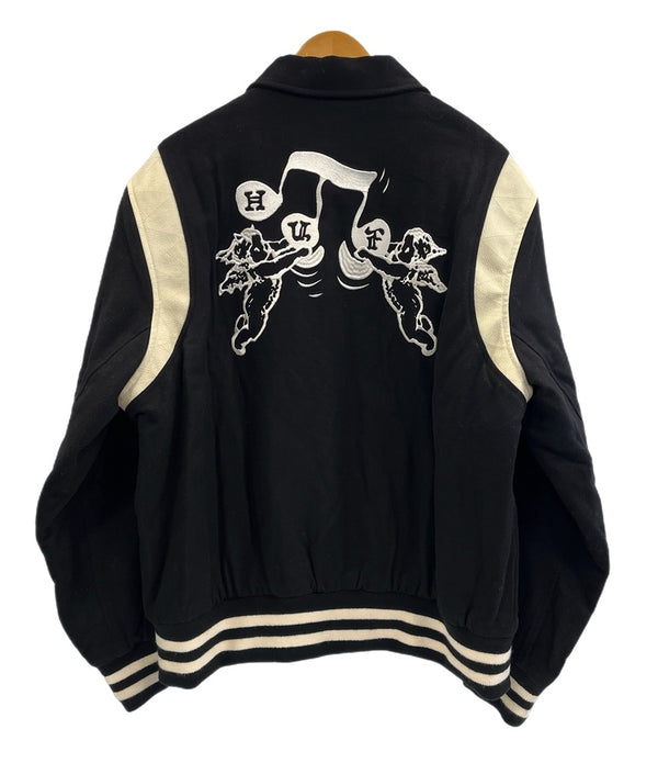 ハフ HUF SONG VARSITY JACKET ソング バーシティジャケット カレッジジャケット スタジャン 黒 白 刺繍 JK00439 ジャケット ブラック Mサイズ 101MT-5068