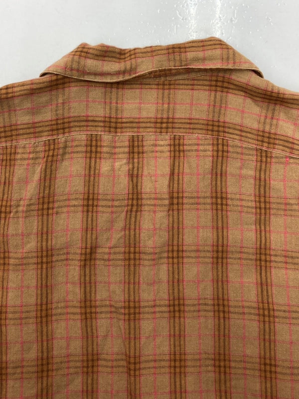 ラルフローレン RalphLauren 90s LINEN S/S OPEN COLLAR SHIRT リネン オープン カラー シャツ 半袖 開襟 茶 HS-RL-YM-0852 半袖シャツ チェック ブラウン Lサイズ 104MT-1505