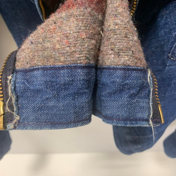 【曜日割引対象外】 ヴィンテージ vintage 50's~60's デニムカバーオール 襟コーデュロイ TALON zip ジャケット ブルー 42サイズ 201MT-3576 VB