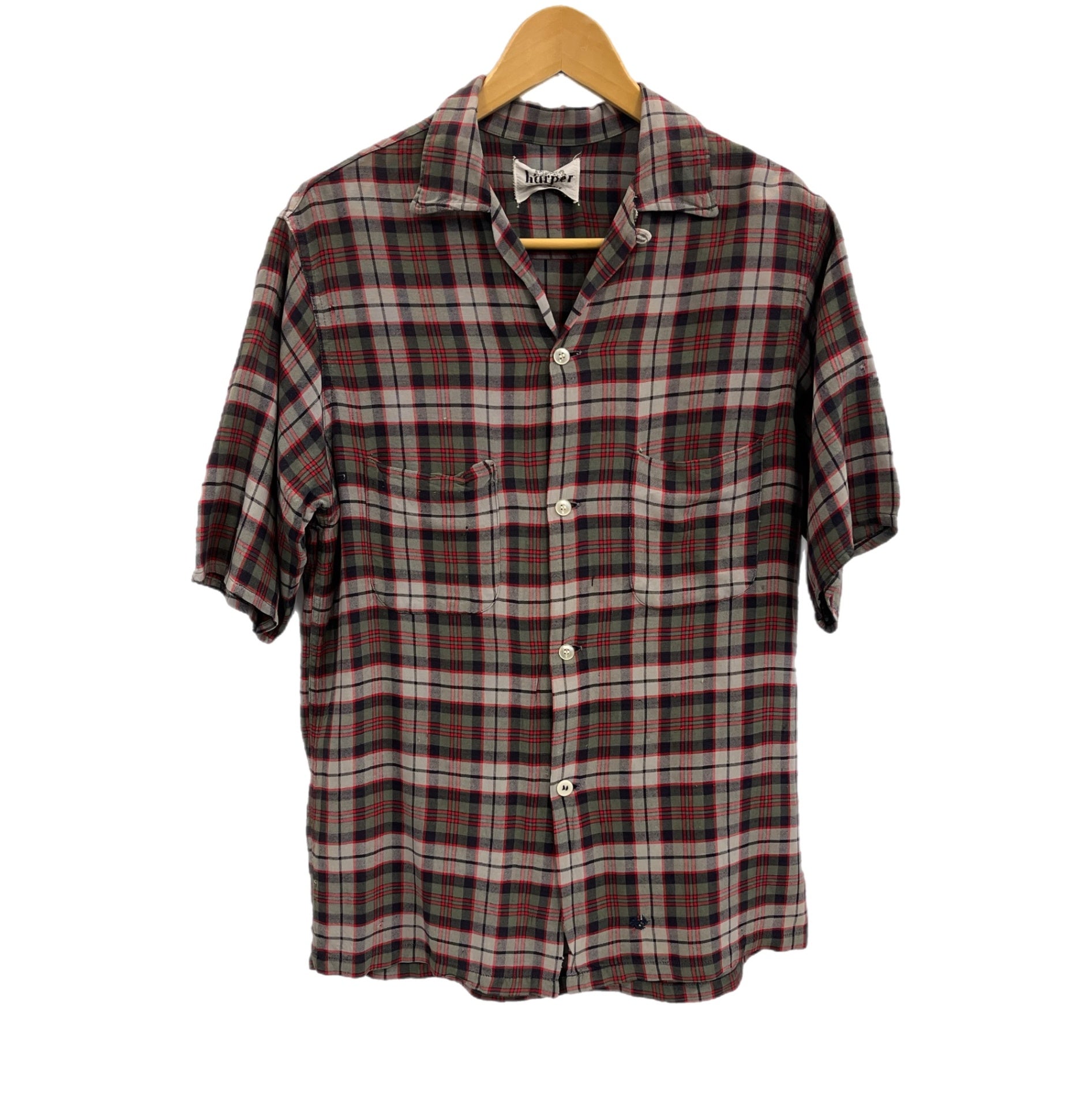 その他ブランド / 50S//harper/ループカラー/オープンカラーシャツ/ボックス丈/開襟シャツ/ネルシャツ/M// ヴィンテージ vintage 50's～60's 50年代 60年代 harper チェック 開襟