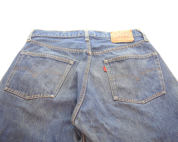 リーバイス Levi's 70s 501 66後期 ボタン裏6 赤耳 70's チェーン セルビッジ デニム ブルー 35/33 103MB-554