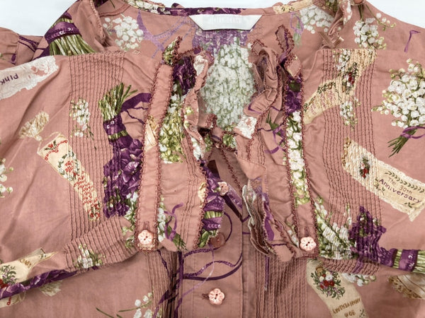 ピンクハウス PINKHOUSE 30周年 30th anniversary 半袖 ロング丈 DRESS ドレス ピコフリル スズラン ブーケ リボン ティアード レトロ アンティーク ロリータ PINK P0117FA01 ワンピース 総柄 ピンク 104LT-223