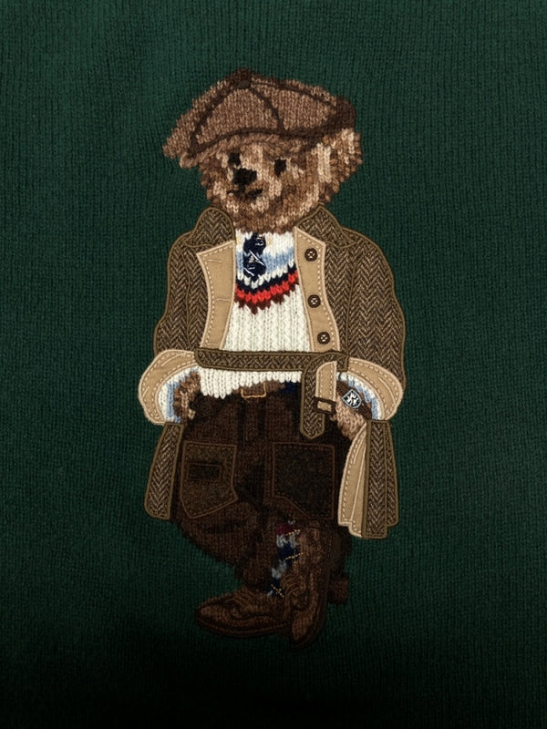 ラルフローレン RalphLauren POLO BEAR SWEATER ポロ ベア セーター クルーネック 刺繍 薄手 長袖 ニット 緑 セーター ロゴ グリーン Sサイズ 104MT-2302
