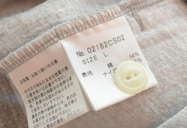 ヒステリックグラマー HYSTERIC GLAMOUR ヘンリーネック 長袖カットソー 02182CS02 ロンT グレー Lサイズ 103MT-3133