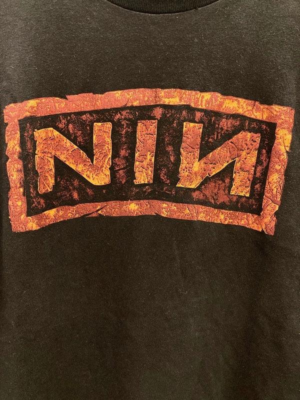 【曜日割引対象外】バンドTシャツ BAND-T 90s Vintage Nine Inch Nails ヴィンテージ ナインインチネイルズ NIN バンドT US古着 黒　袖シングル Tシャツ ブラック Lサイズ 101MT-2638