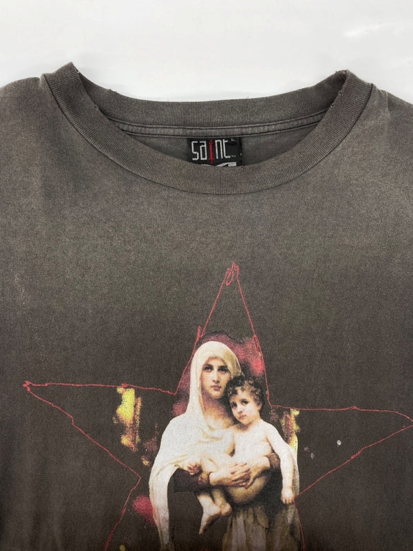 セントマイケル SAINT MICHAEL 23SS SS TEE / STAR MARIA マリア Tシャツ ダメージ加工 エイジング 半袖  SM-S23-0000-007 Tシャツ プリント グレー Lサイズ 104MT-2006