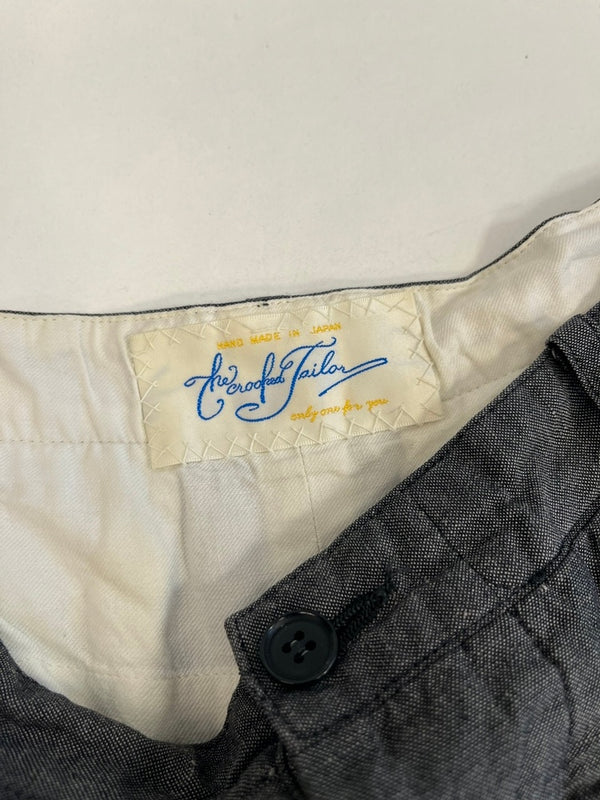 ザクルーキッドテイラー The crooked Tailor コットンリネンパンツ トラウザーズパンツ 黒 ボタンフライ スラックス ブラック 101MB-737