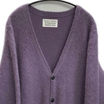 ワコマリア WACKO MARIA モヘヤ ウール混 カーデ ロゴ カーディガン ワンポイント カーディガン パープル Lサイズ 201MT-3708