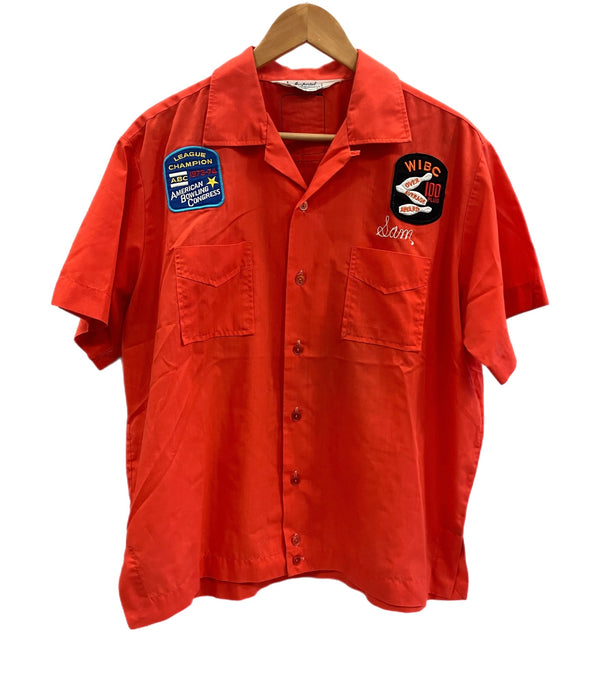 ヴィンテージ vintage 60's~70's 60年代 70年代 Imperial ボウリングシャツ 開襟 オープンカラー ループカラー ボックス 半袖シャツ レッド Lサイズ 101MT-5267
