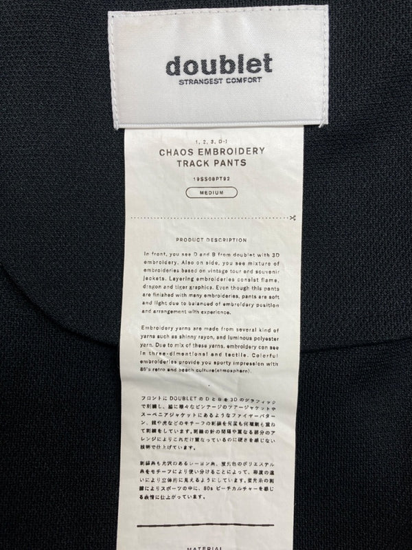 ダブレット doublet 19SS CHAOS EMBROIDERY TRACK PANTS トラックパンツ 刺繍 ジャージ ズボン 黒 ロゴ 19SS08PT92 ボトムスその他 ブラック Mサイズ 104MB-388