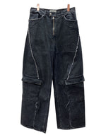 ジエダ Jieda SWITCHING CARGO DENIM PANTS カーゴ デニム パンツ ジップフライ ワイド ジーンズ ブラックデニム 黒 無地 Jie-23W-PT05 デニム ブラック サイズ2 104MB-398