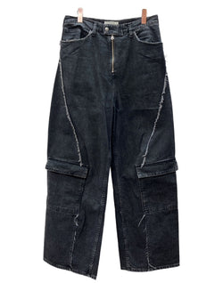 ジエダ Jieda SWITCHING CARGO DENIM PANTS カーゴ デニム パンツ ジップフライ ワイド ジーンズ ブラックデニム 黒 無地 Jie-23W-PT05 デニム ブラック サイズ2 104MB-398